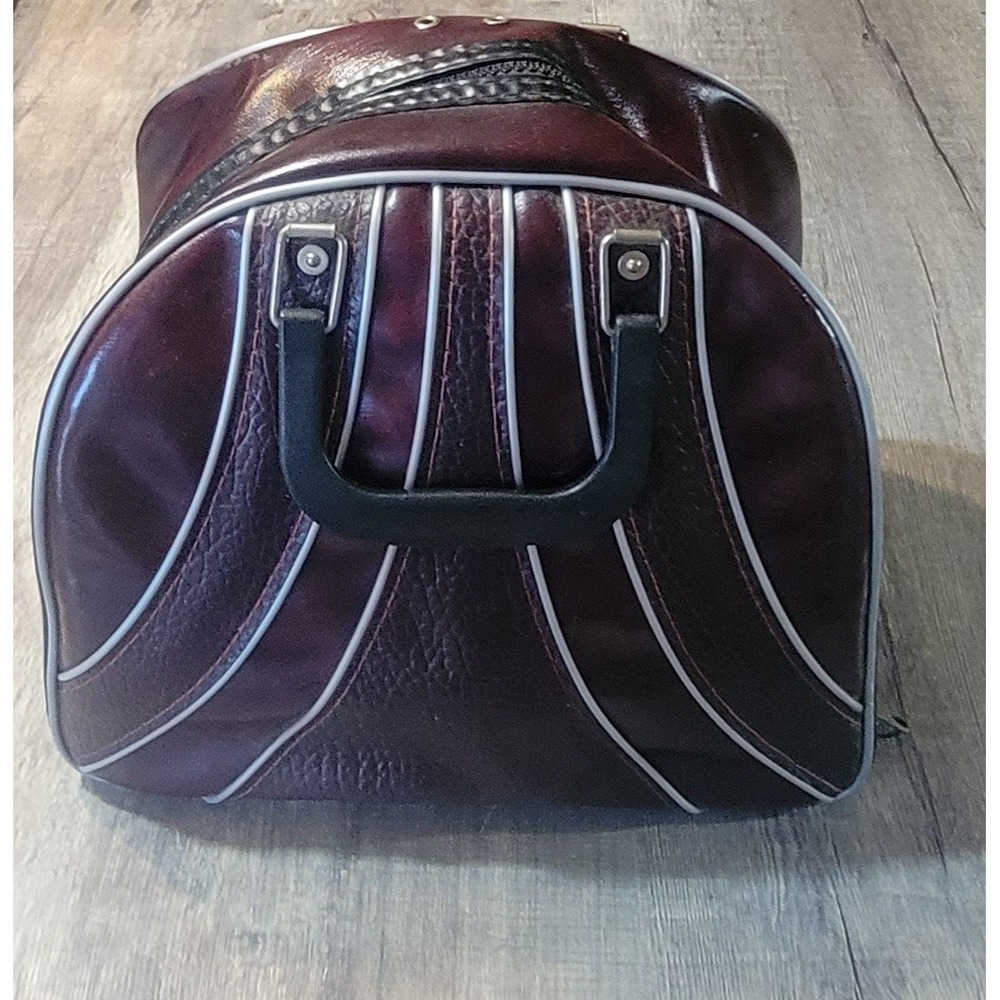 Vintage Brunswick Bowling Ball Bag Burgundy Oxblood Vinyl Made in USA Retro